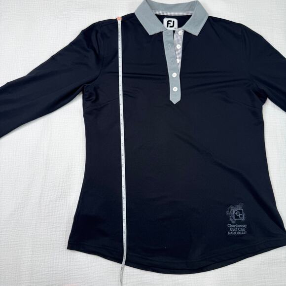 FootJoy Chardonnay Golf Club 3/4 Sleeve Polo Shirt Black Women’s Medium Preppy - Picture 6 of 16